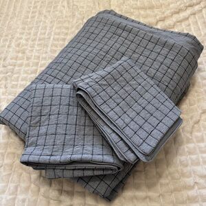 Boll & Branch King / Cal Duvet Cover & Two King Shams ~ Blue Windowpane Classic